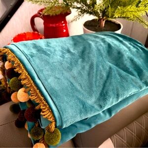 Velvet blackout curtains with Pom Pom Tiebacks